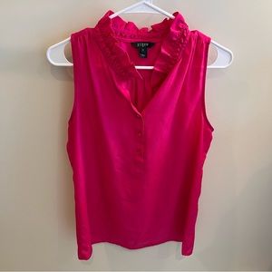 J. Crew pink button down ruffle blouse
